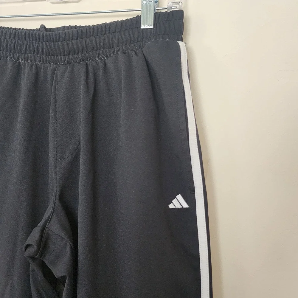Adidas Mens Track Pants Black White 3 Stripe Athletic Training Trousers Medium